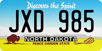 ND license plate JXD985