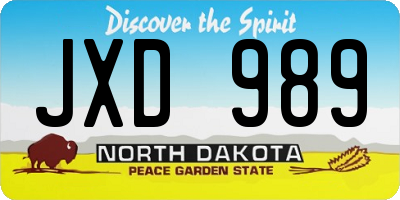 ND license plate JXD989