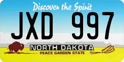 ND license plate JXD997