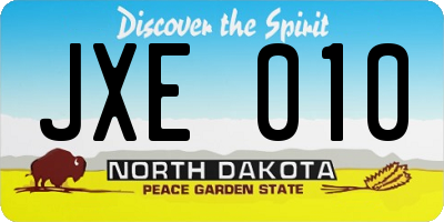 ND license plate JXE010