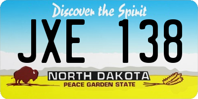 ND license plate JXE138