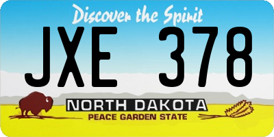 ND license plate JXE378