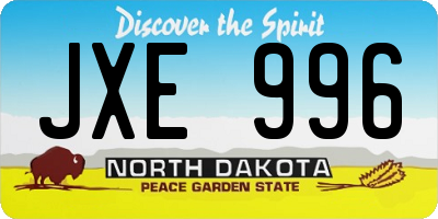 ND license plate JXE996