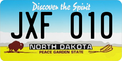 ND license plate JXF010