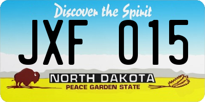 ND license plate JXF015