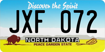ND license plate JXF072