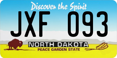 ND license plate JXF093