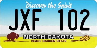 ND license plate JXF102