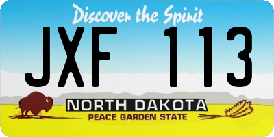 ND license plate JXF113