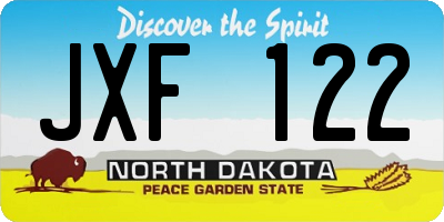 ND license plate JXF122