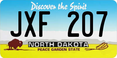 ND license plate JXF207