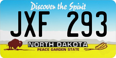 ND license plate JXF293