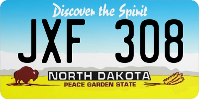 ND license plate JXF308