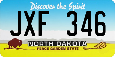 ND license plate JXF346