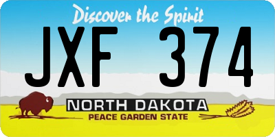 ND license plate JXF374
