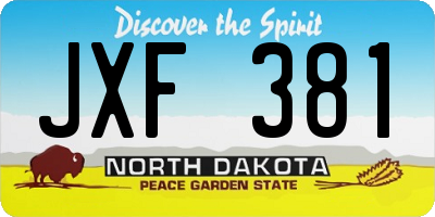 ND license plate JXF381