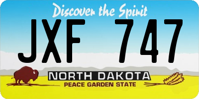 ND license plate JXF747