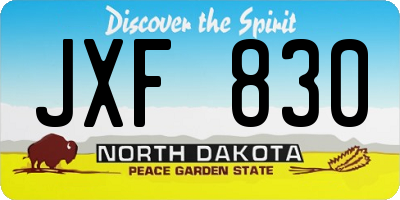 ND license plate JXF830