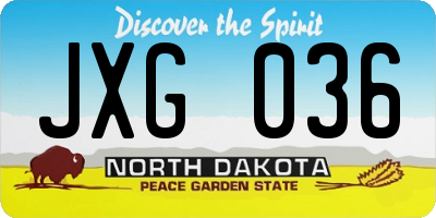 ND license plate JXG036