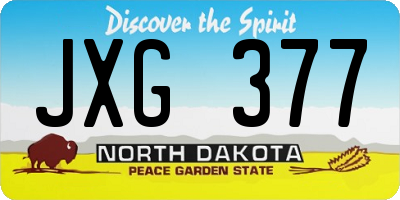 ND license plate JXG377