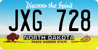 ND license plate JXG728
