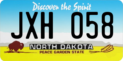 ND license plate JXH058