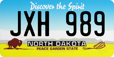 ND license plate JXH989