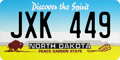 ND license plate JXK449