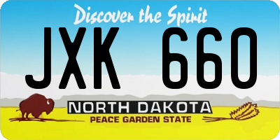 ND license plate JXK660