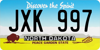 ND license plate JXK997
