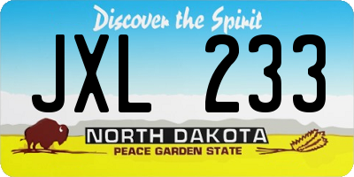 ND license plate JXL233