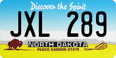 ND license plate JXL289