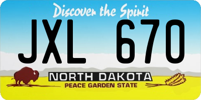ND license plate JXL670