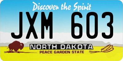 ND license plate JXM603