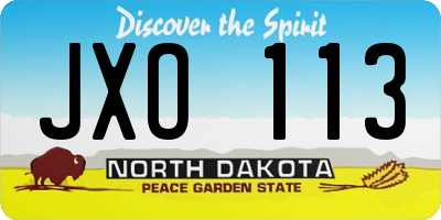 ND license plate JXO113