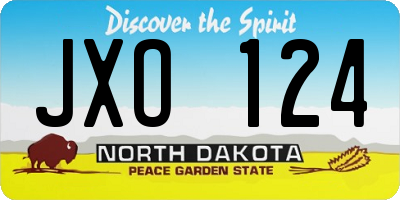 ND license plate JXO124