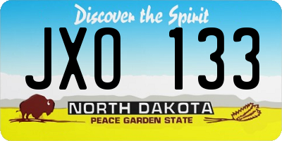 ND license plate JXO133