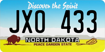 ND license plate JXO433
