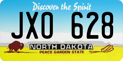 ND license plate JXO628