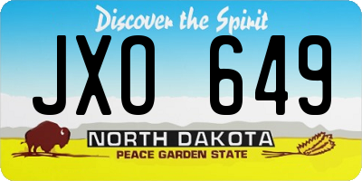 ND license plate JXO649