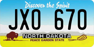 ND license plate JXO670