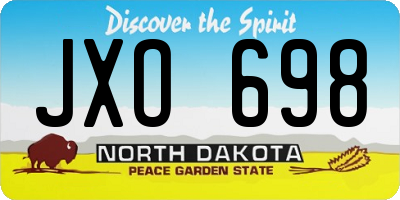 ND license plate JXO698