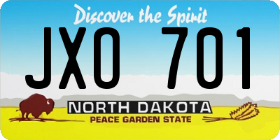ND license plate JXO701
