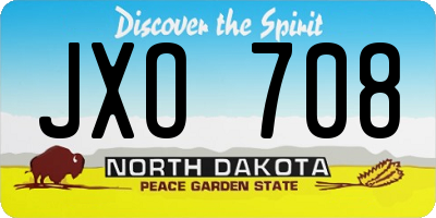 ND license plate JXO708