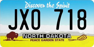 ND license plate JXO718