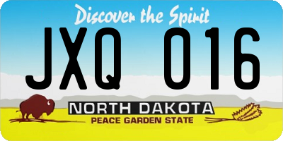 ND license plate JXQ016