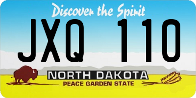 ND license plate JXQ110