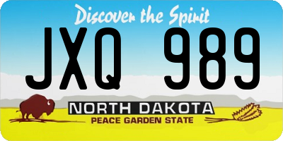 ND license plate JXQ989