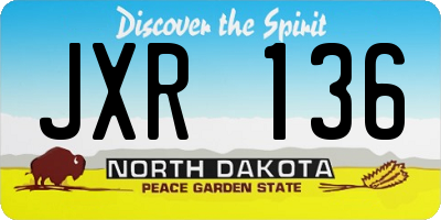 ND license plate JXR136