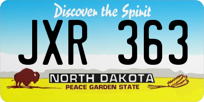 ND license plate JXR363